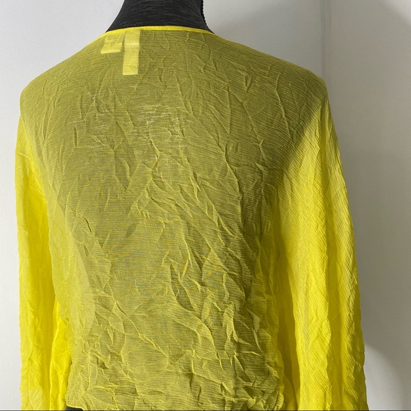 Yellow Silk Sheer Flare Sleeve Swim Coverup - Picture 10 of 13